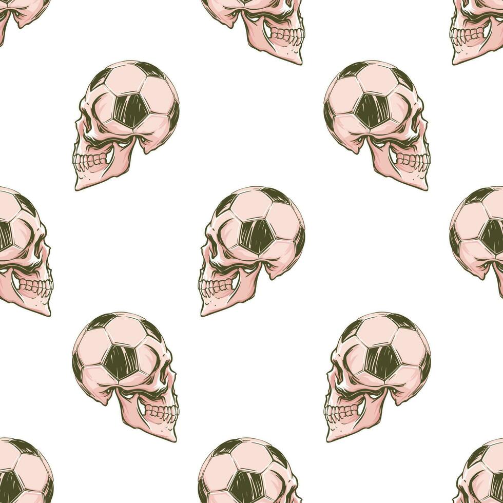 Hand drawn skull ball pattern for print and decoration. Vector illustration.