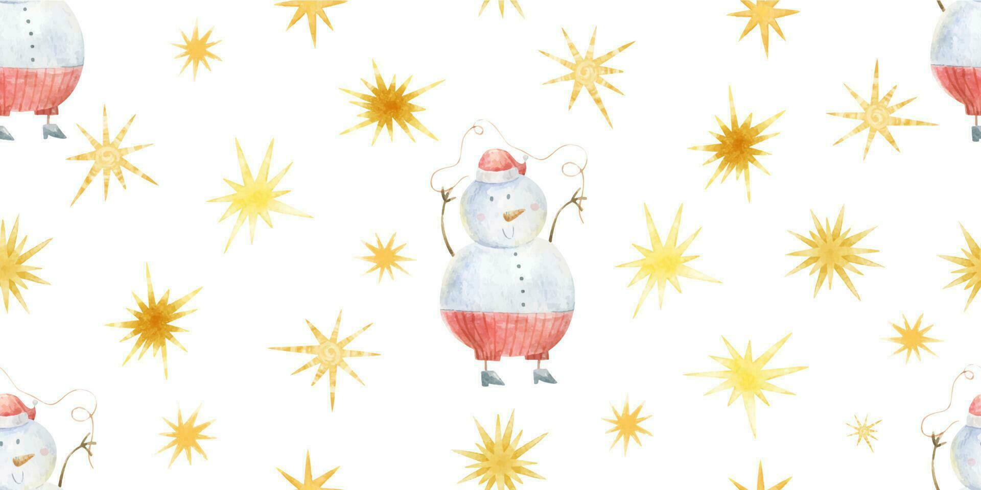 cute childish seamless pattern with snowman, baby design, winter art vector