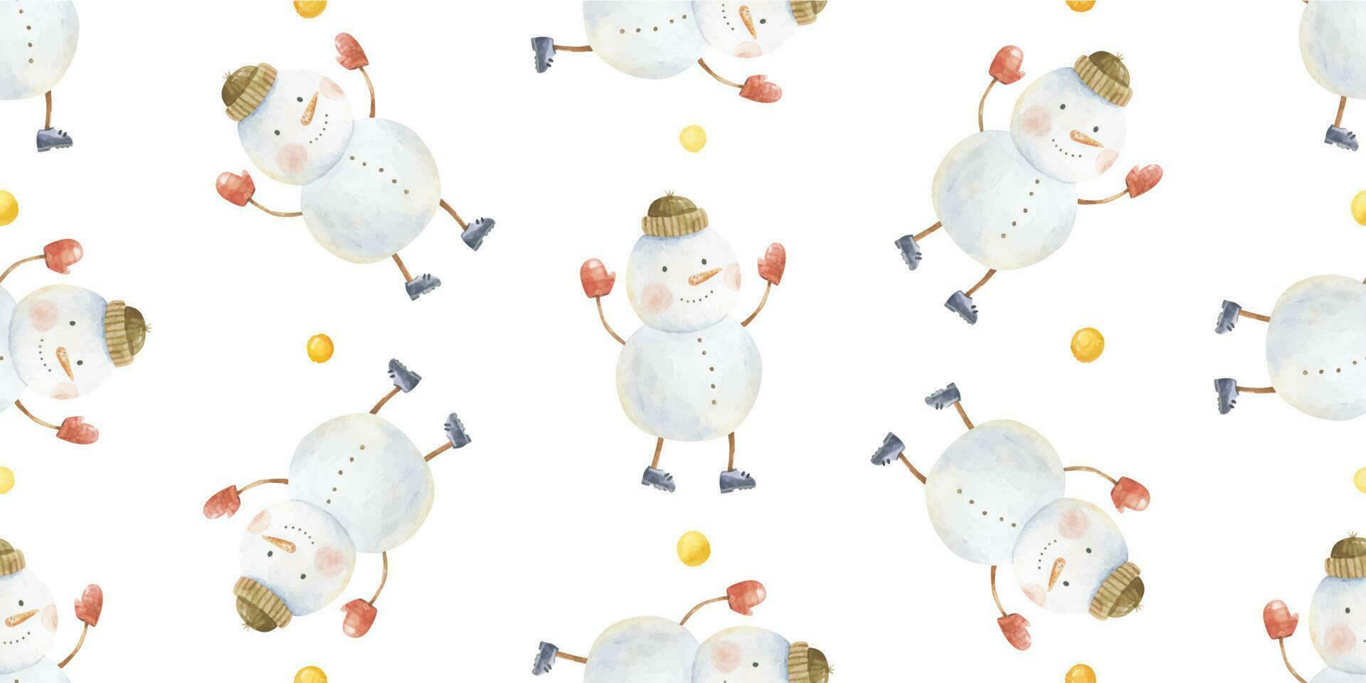 cute childish seamless pattern with snowman, baby design, winter art vector