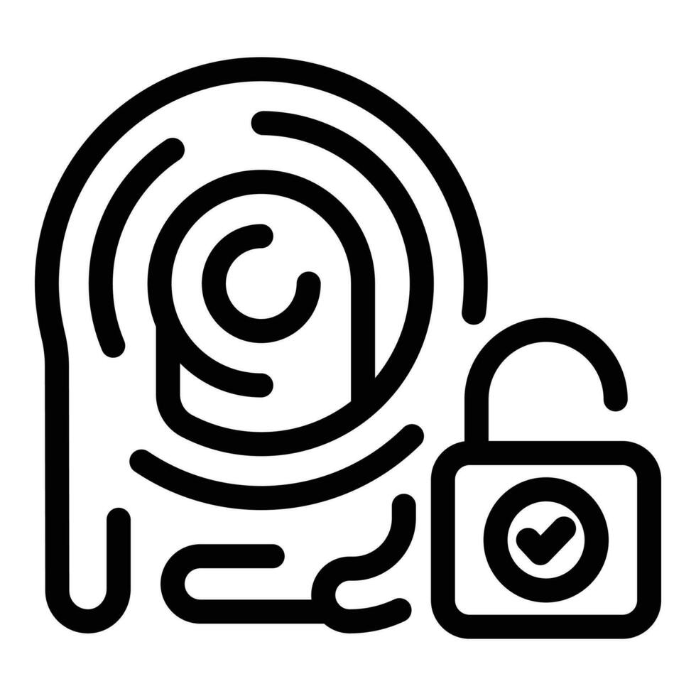 Lock fingerprint icon outline vector. Human access vector