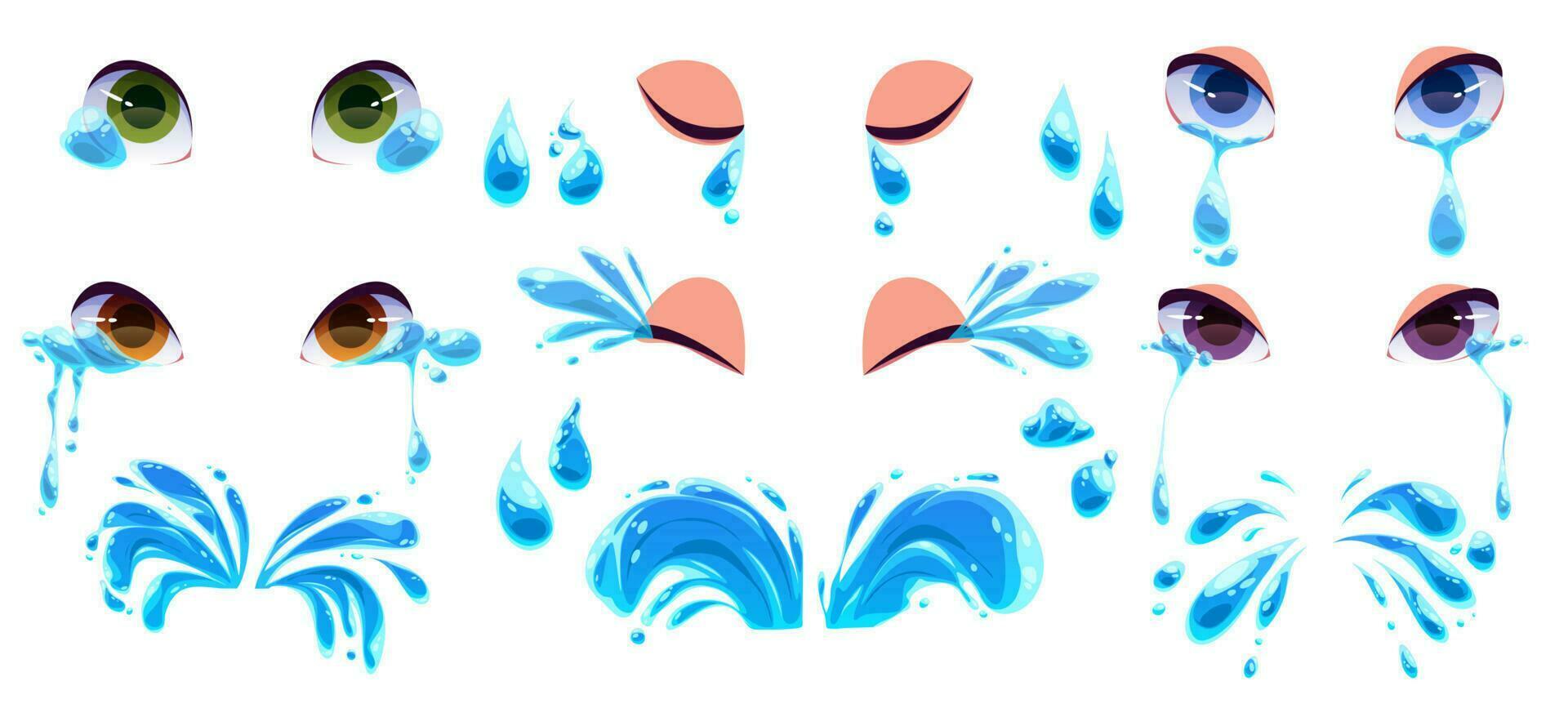 Cartoon comic tear splash with eye vector icon