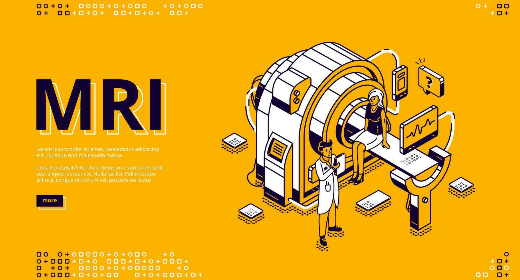 Mri scanner with patient and doctor web banner vector