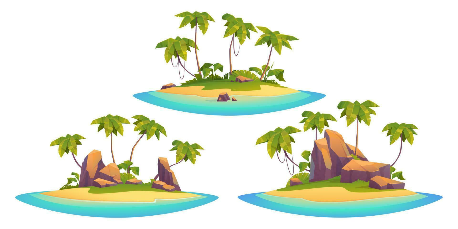 Uninhabited tropical isle scene, tiny rock island vector