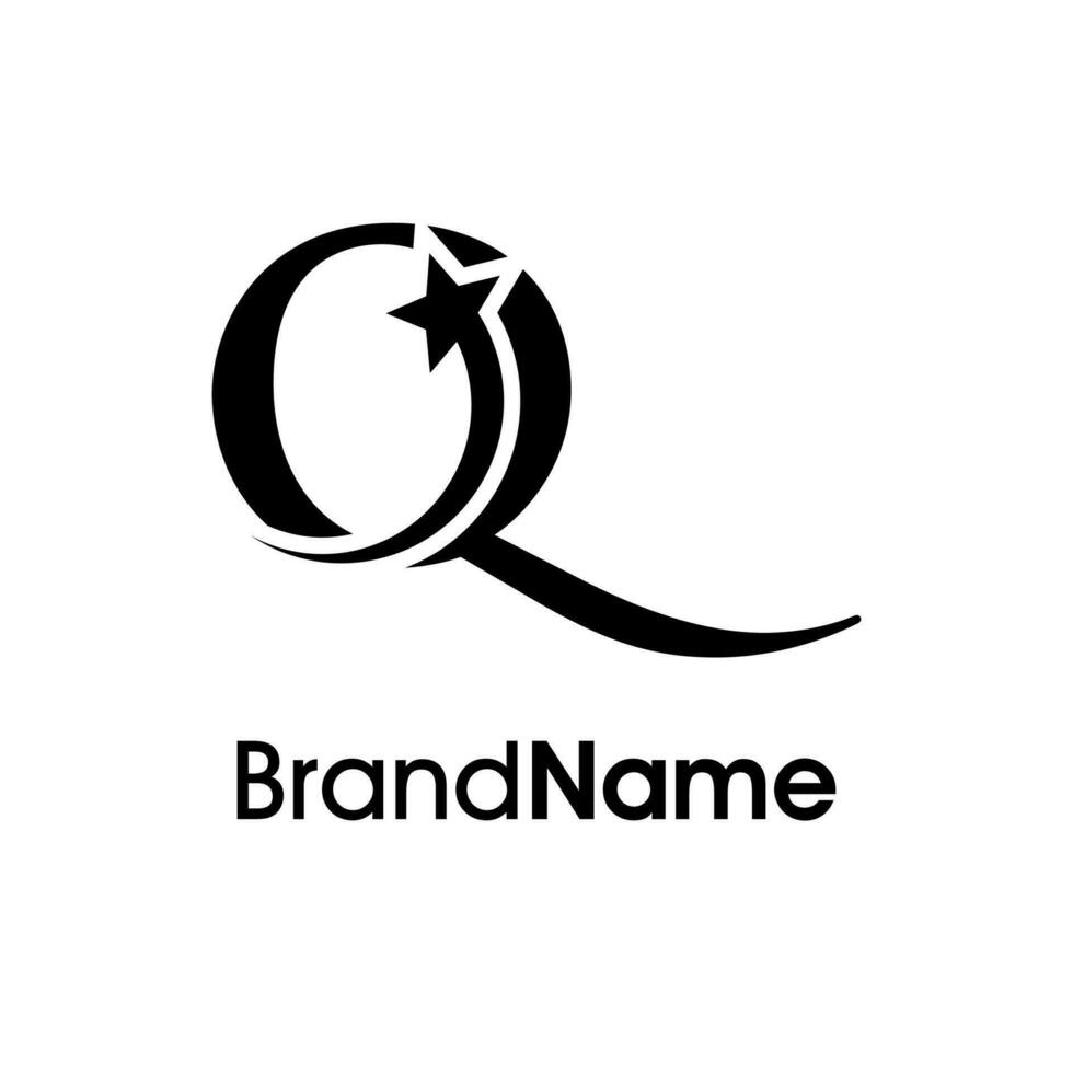 elegante inicial q estrella logo vector