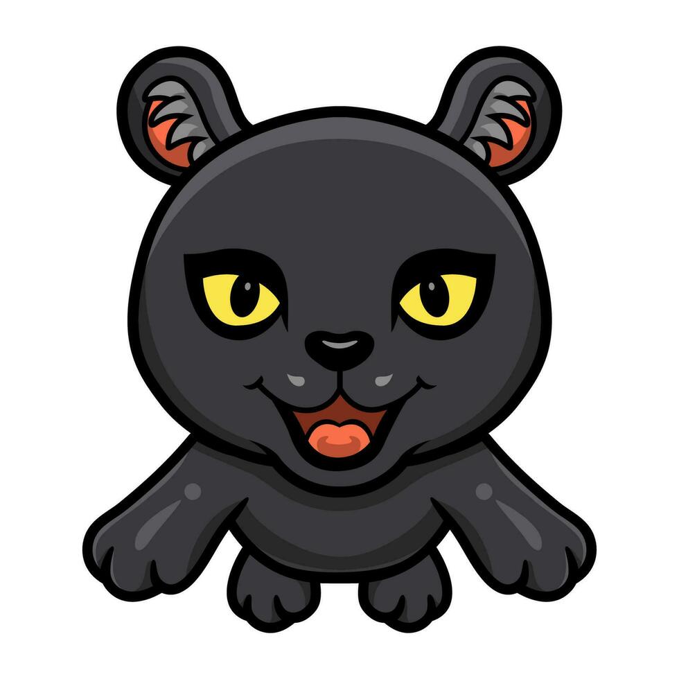 Cute little black panther cartoon jumping vector