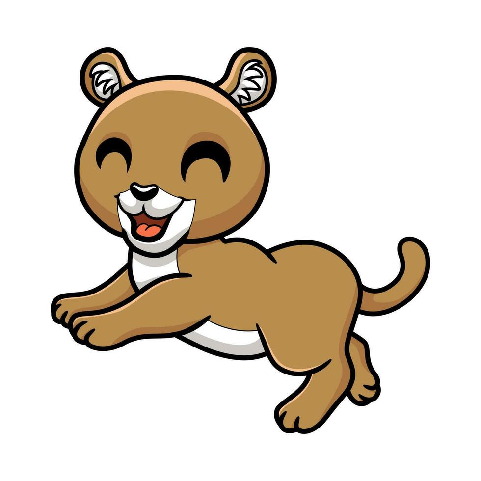 Cute little puma cougar cartoon vector