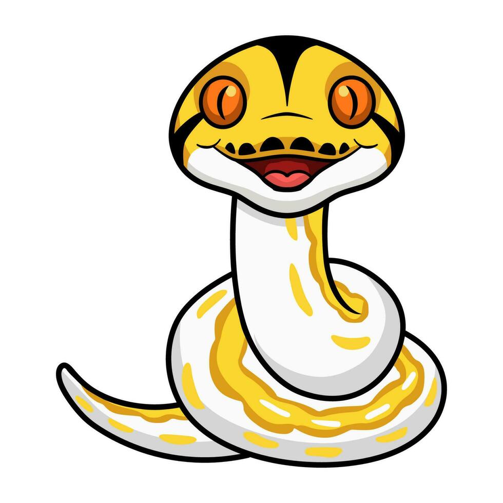 Cute albino tiger reticulated python cartoon vector