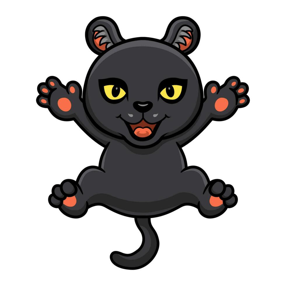 Cute little black panther cartoon vector