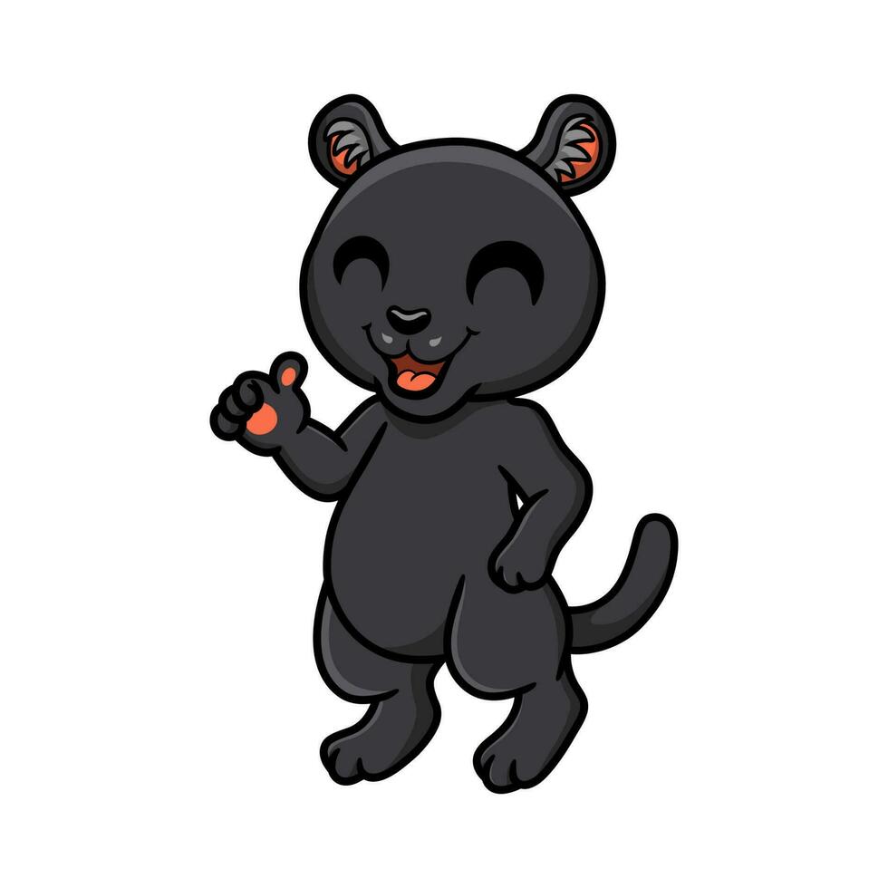 Cute little black panther cartoon giving thumb up vector