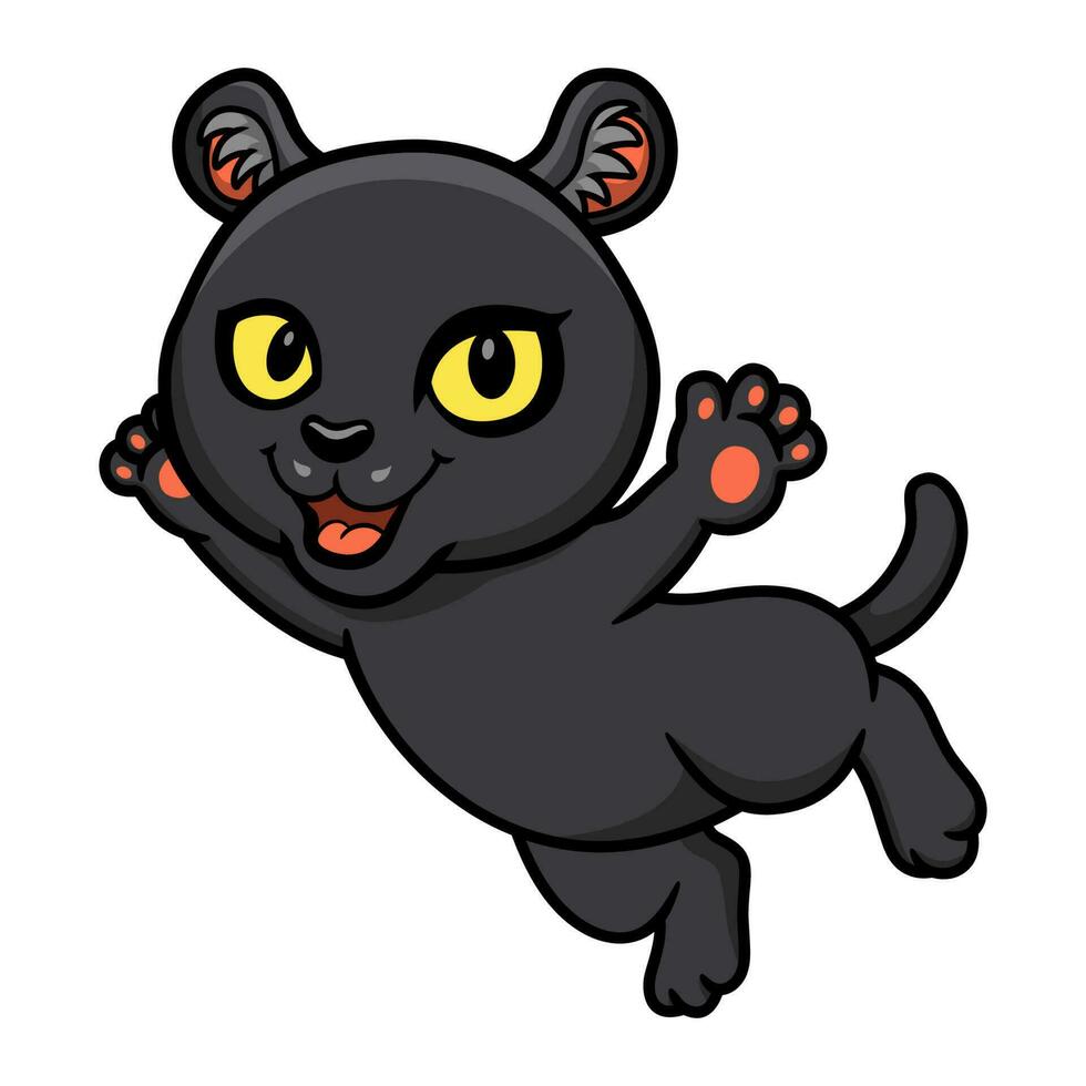 Cute little black panther cartoon jumping vector