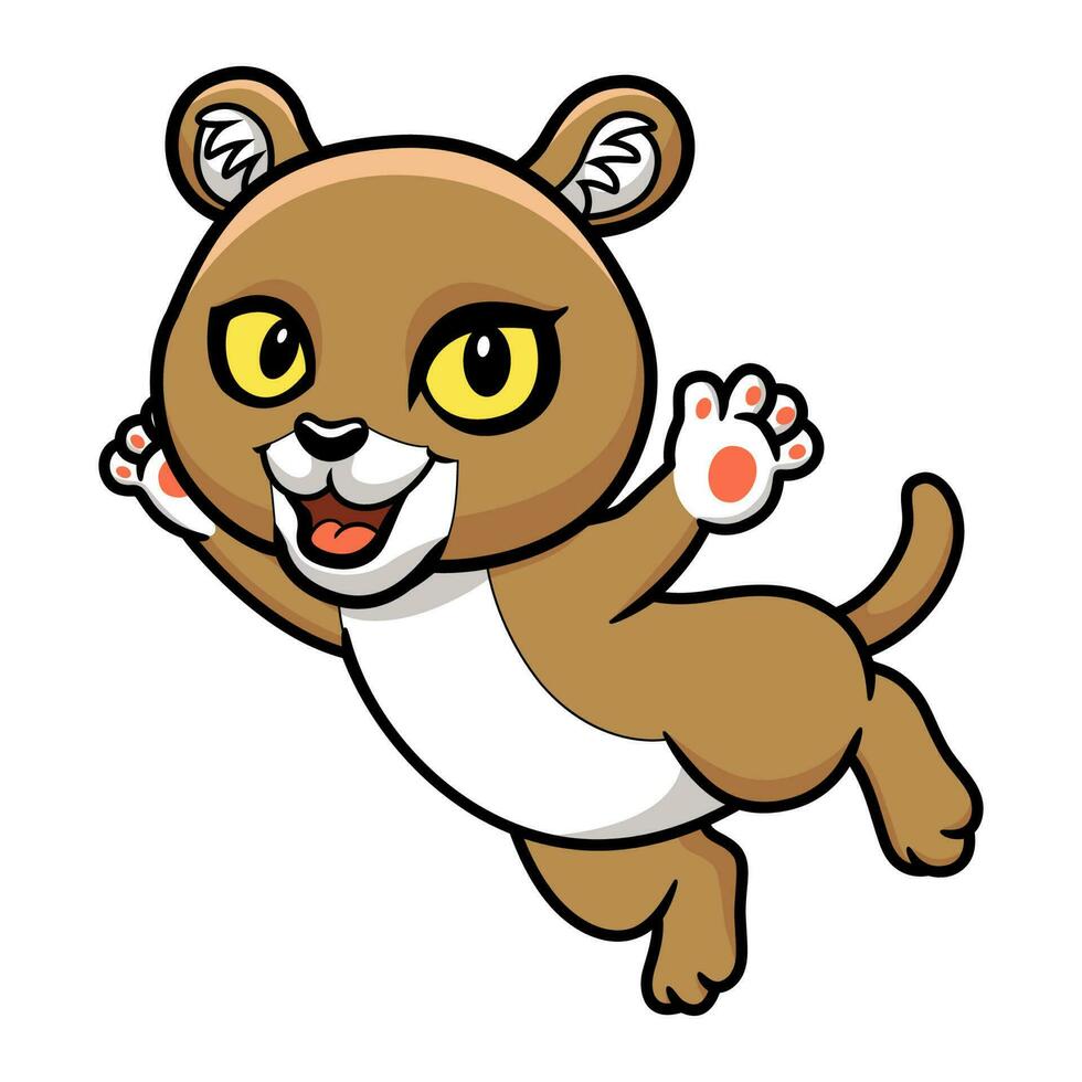 Cute little puma cougar cartoon vector