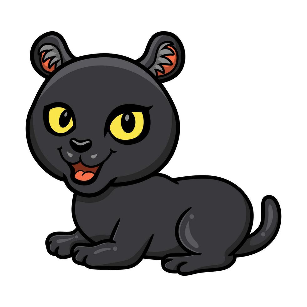 Cute little black panther cartoon vector