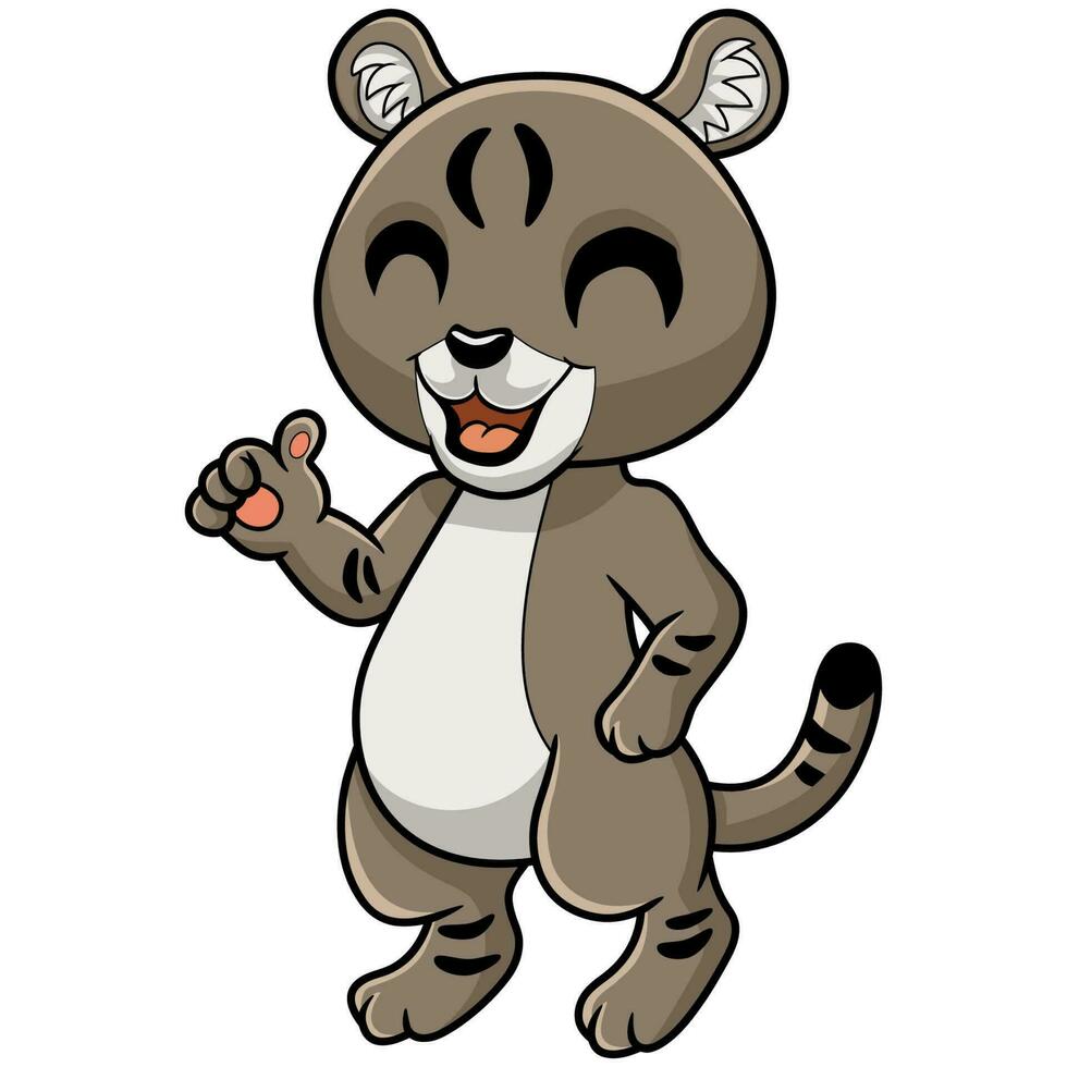 Cute little jungle cat cartoon giving thumb up vector