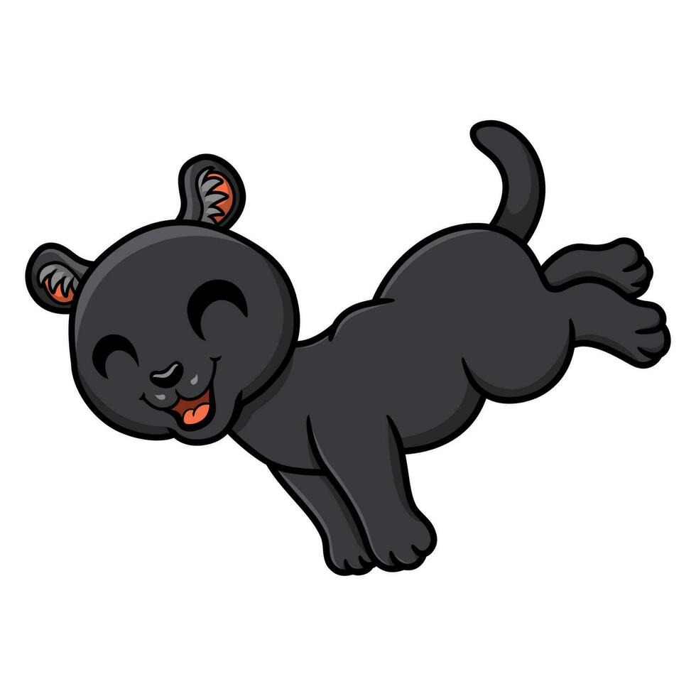 linda pequeño negro pantera dibujos animados vector