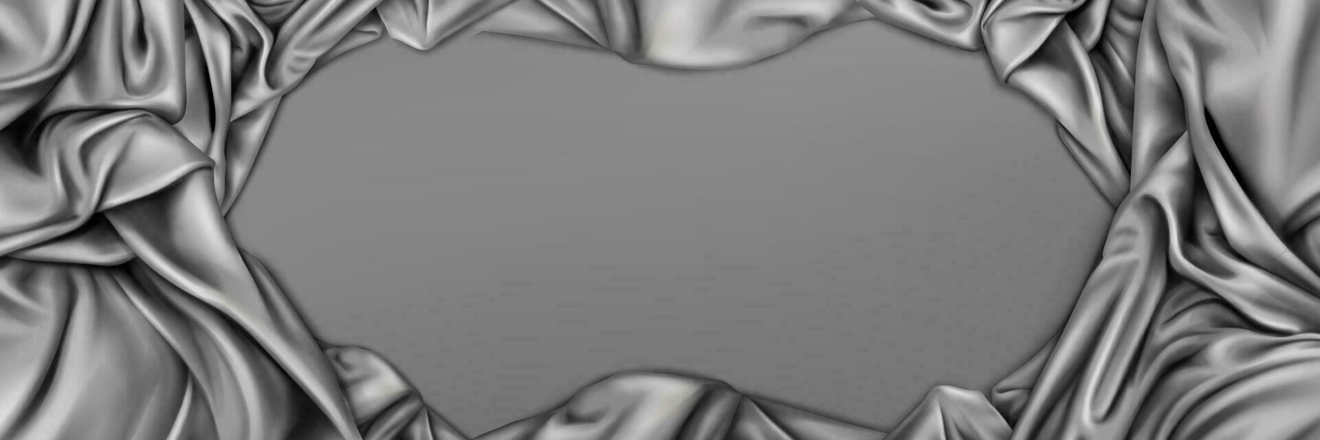 Luxury silver silk fabric banner top view scene vector