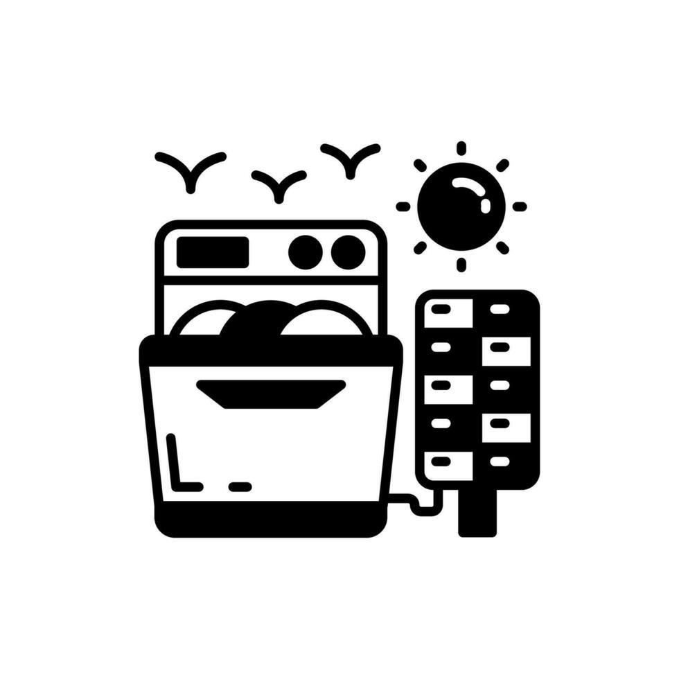 Solar Dish Washer icon in vector. Illustration vector