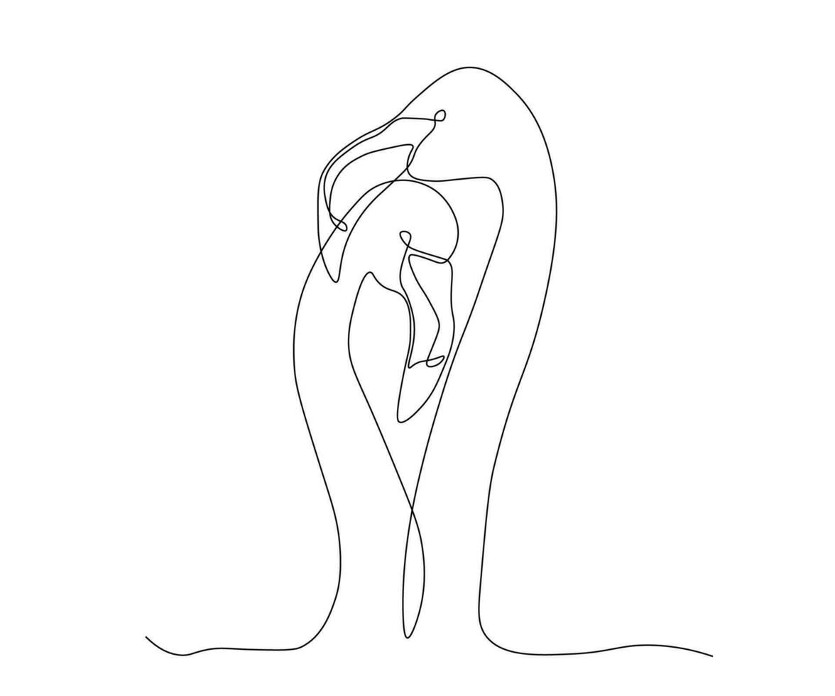 abstract pair of birds, Two Loving flamingos, family,love Continuous One Line Drawing vector
