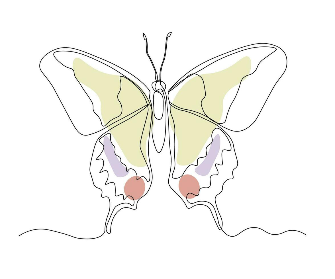 mariposa dibujada a mano, monolina, arte de una línea. logo vector