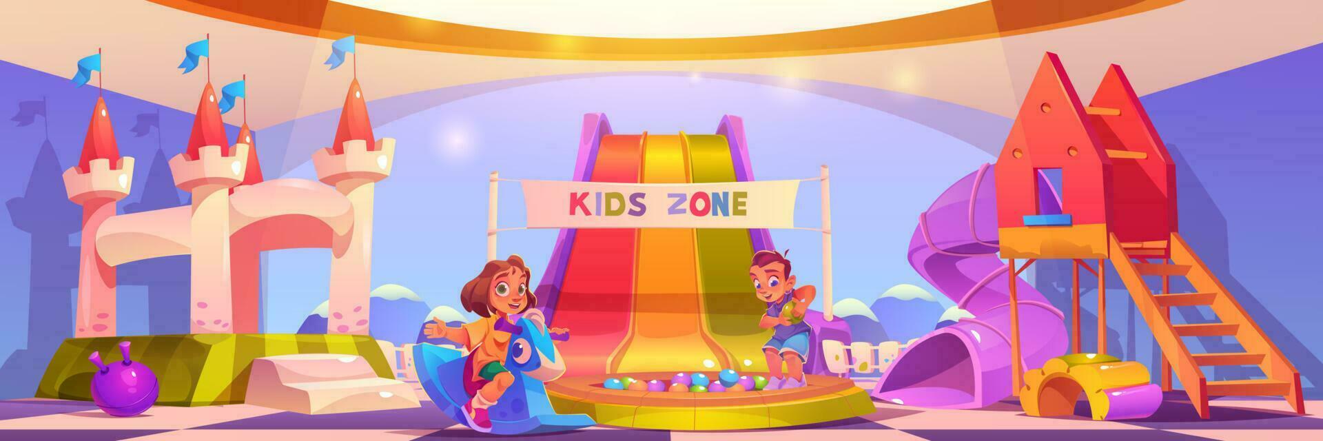 Kids playground, kindergarten cartoon illustration vector
