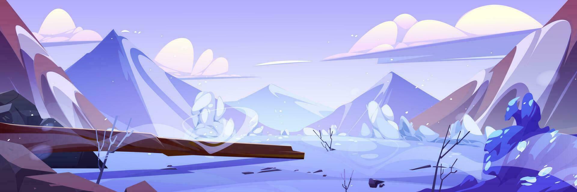 Winter mountain and sky landscape illustration vector