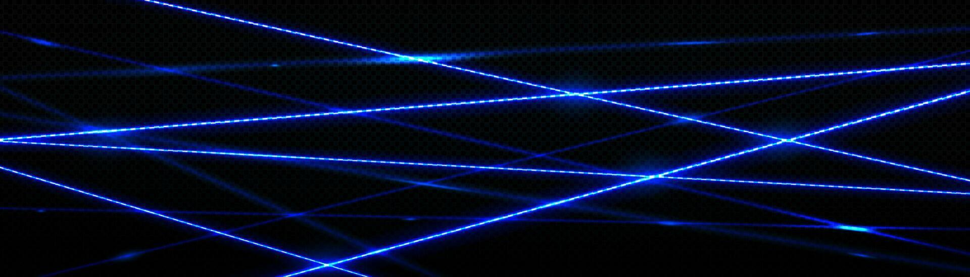 Realistic neon blue laser beams intersecting vector