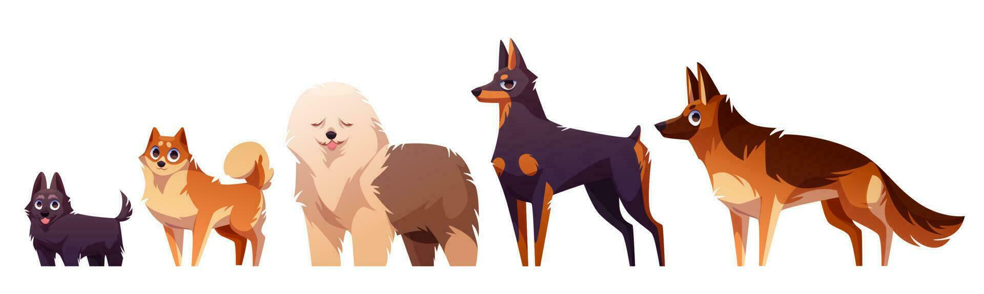 dibujos animados linda perro personaje icono ilustración conjunto vector