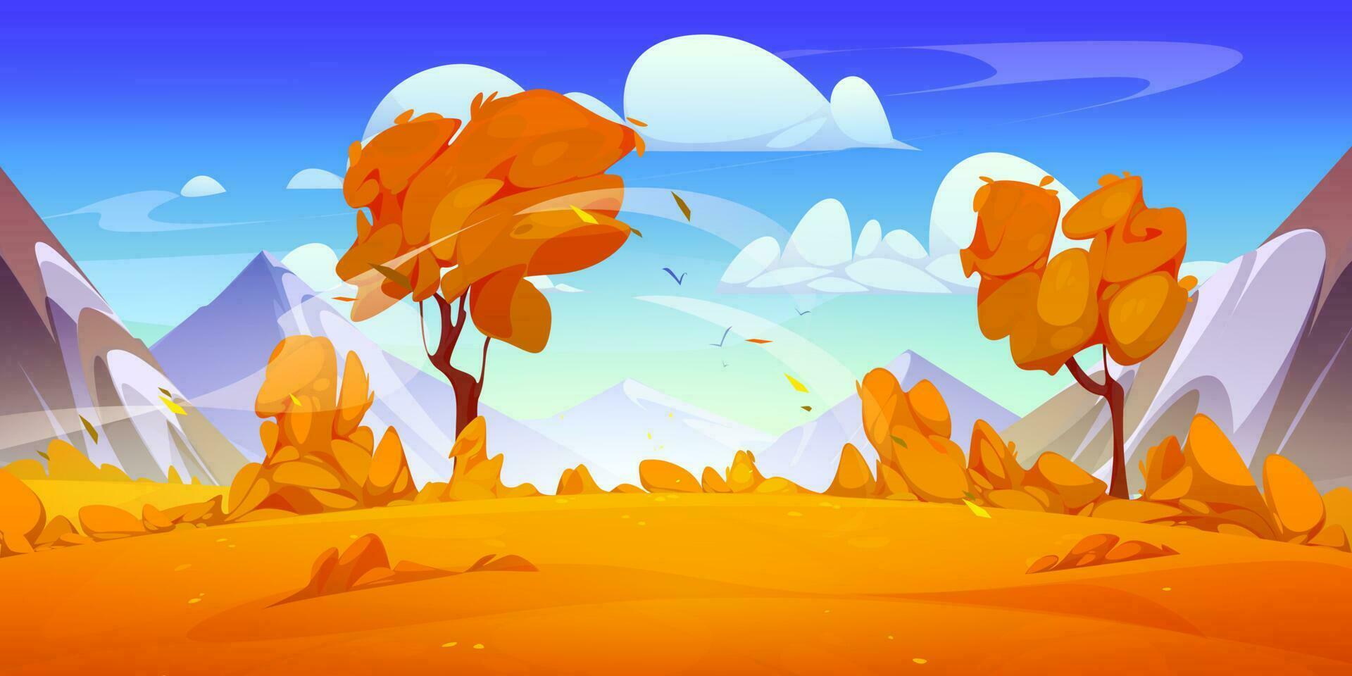 Autumn mountain valley landscape illustration vector