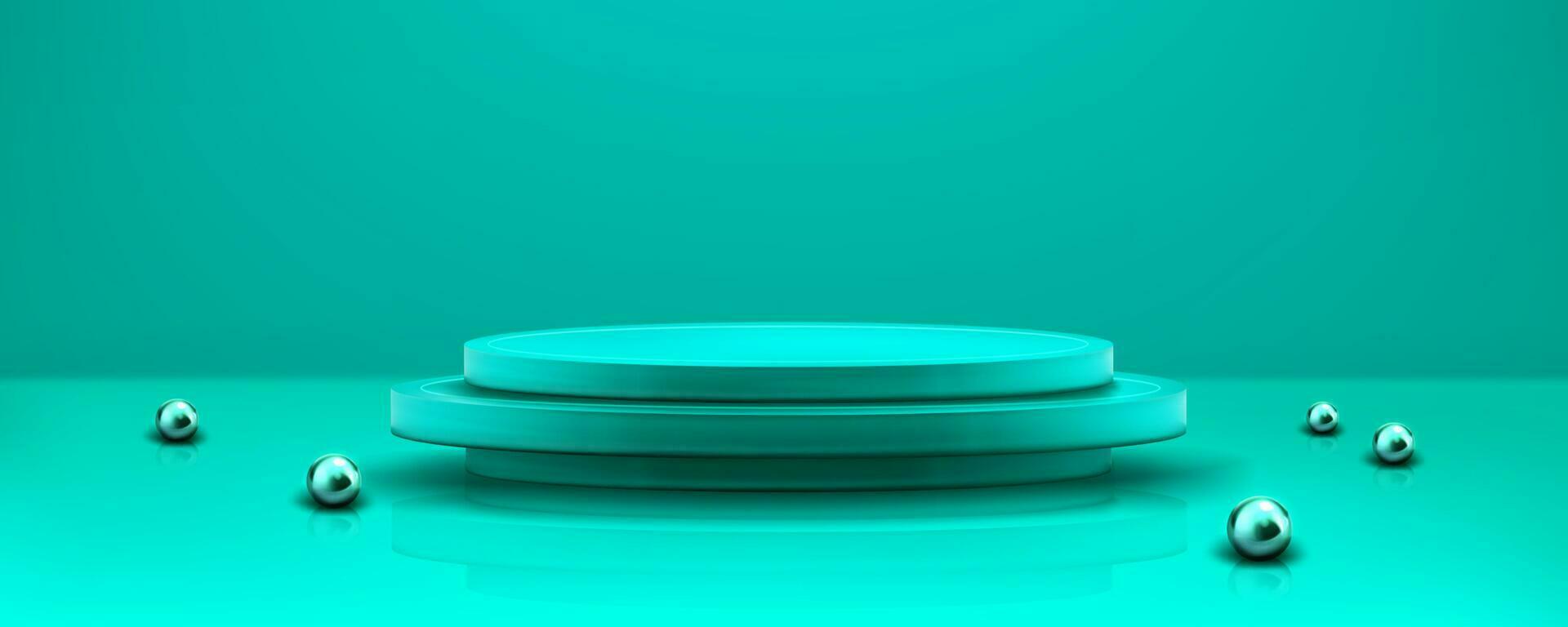 Turquoise product 3d circle podium background vector