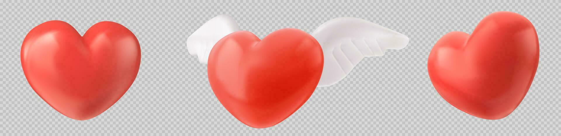 realista conjunto de 3d corazones aislado vector