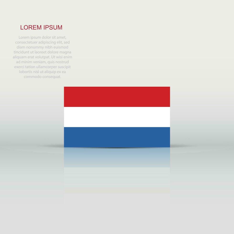 Netherlands flag icon in flat style. National sign vector illustration. Politic business concept.