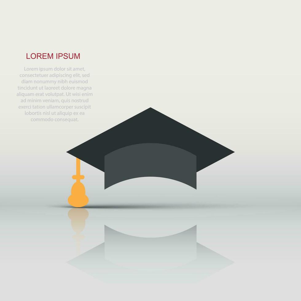 graduación gorra icono en plano estilo. educación sombrero vector ilustración en blanco aislado antecedentes. Universidad soltero negocio concepto.