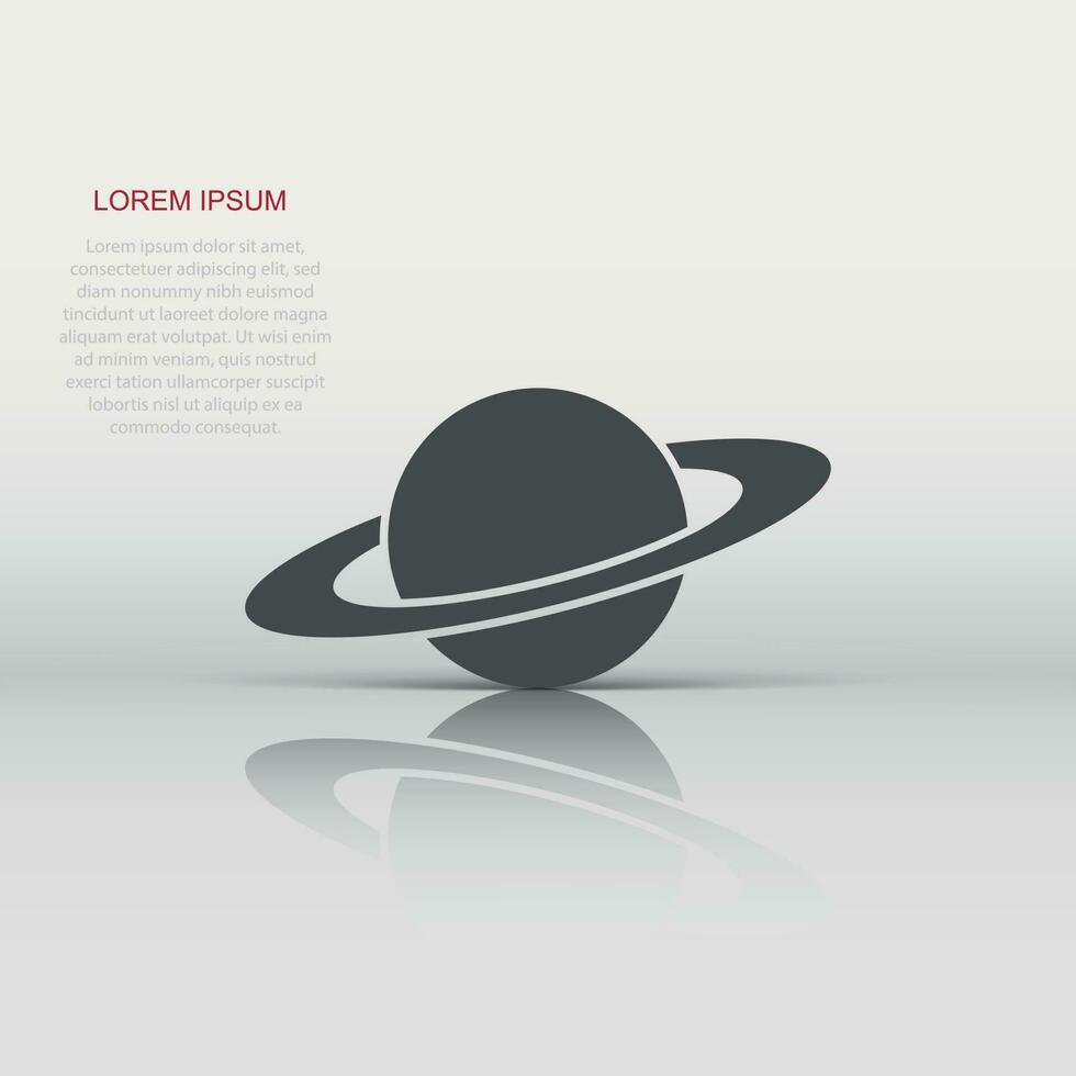 Saturn icon in flat style. Planet vector illustration on white isolated background. Galaxy space business concept.