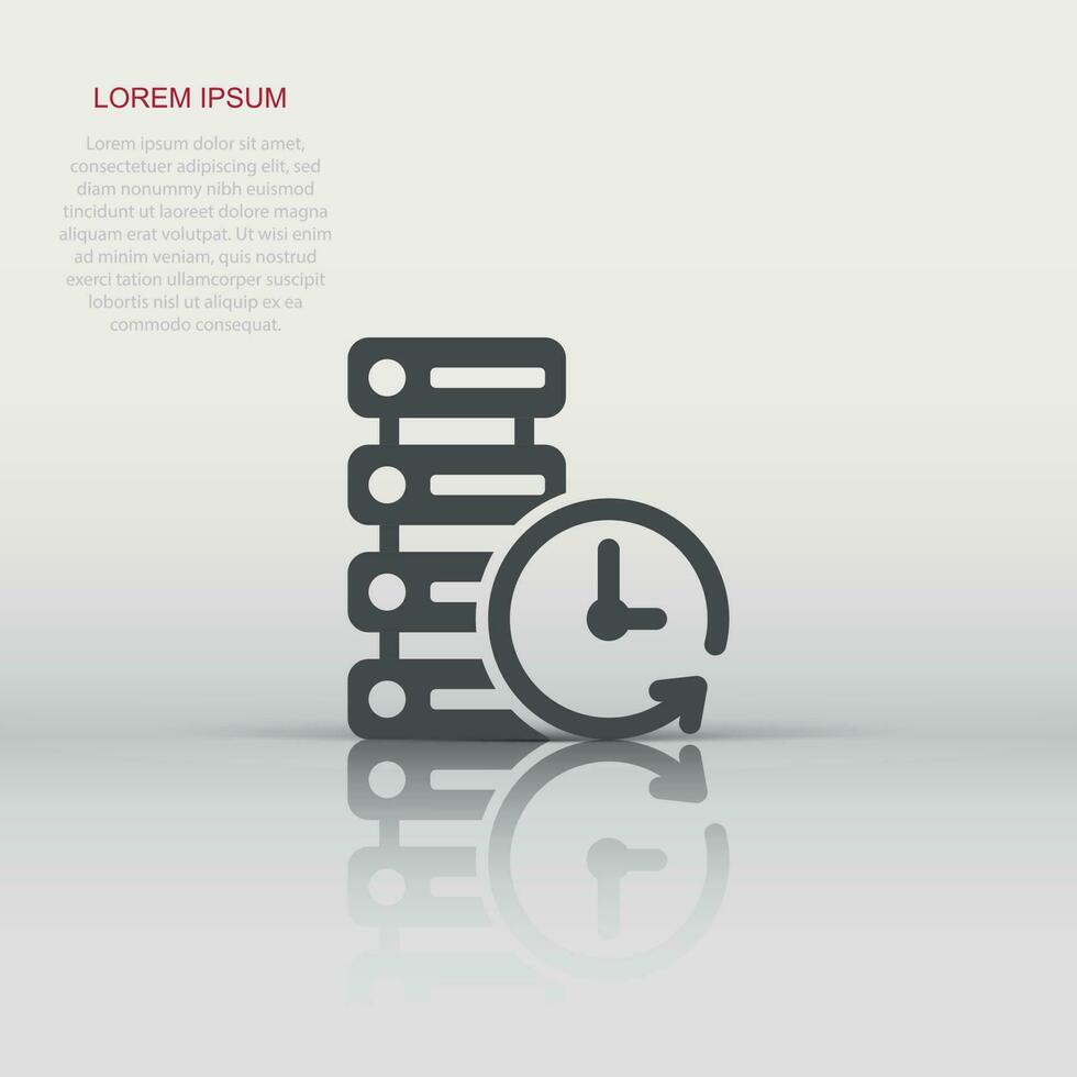 Data center icon in flat style. Clock vector illustration on white isolated background. Watch business concept.