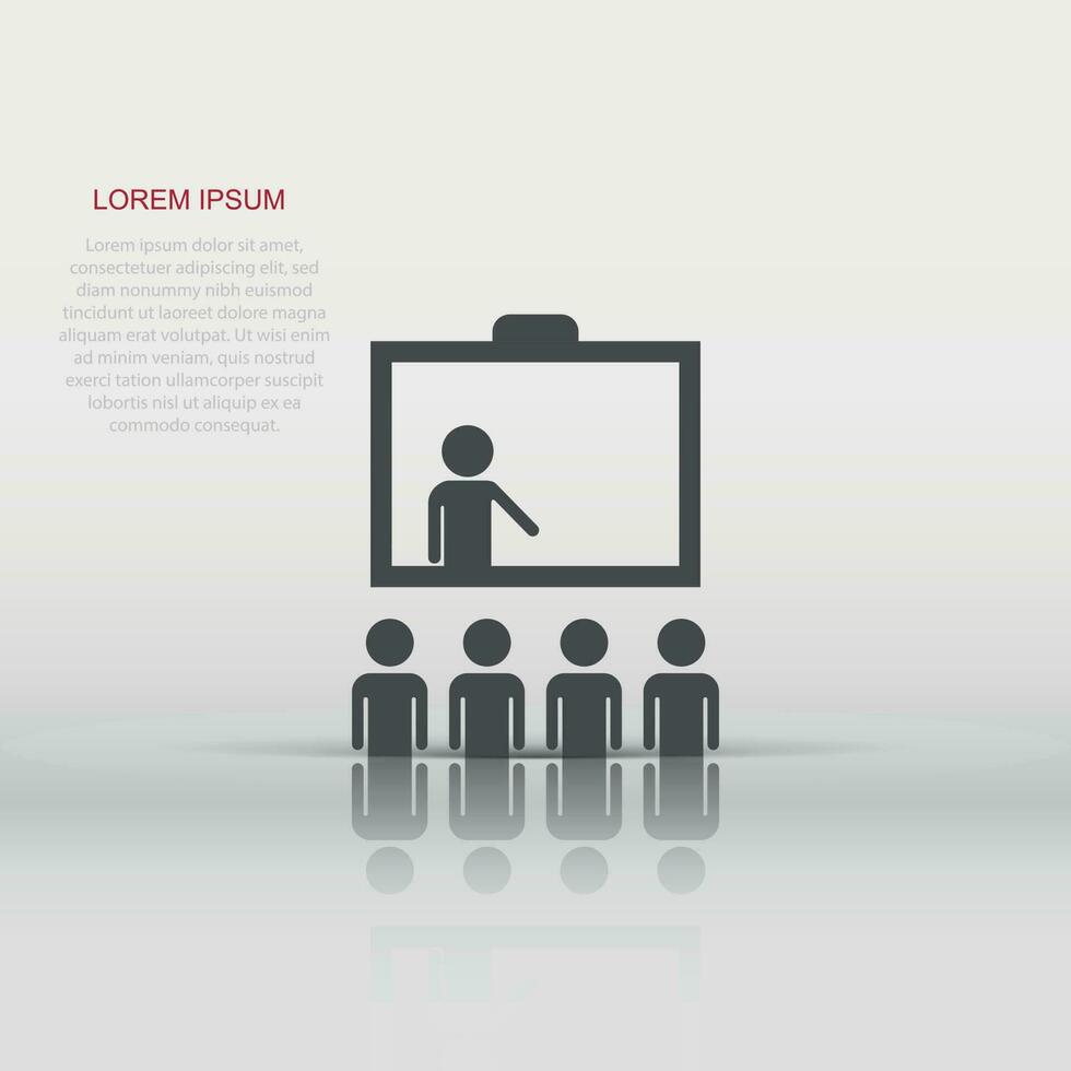 Training education icon in flat style. People seminar vector illustration on white isolated background. School classroom lesson business concept.