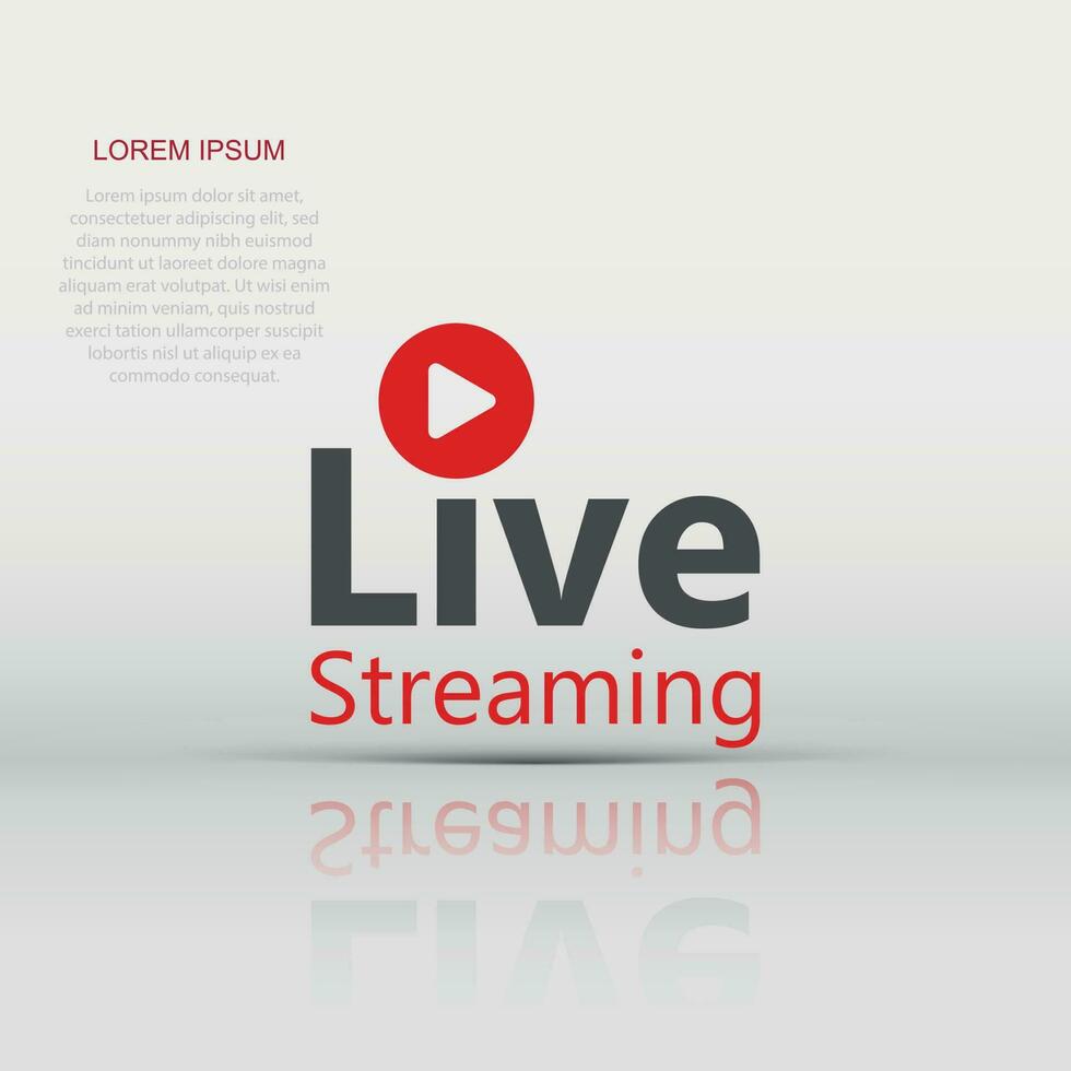 Live video icon in flat style. Streaming tv vector illustration on white isolated background. Broadcast business concept.