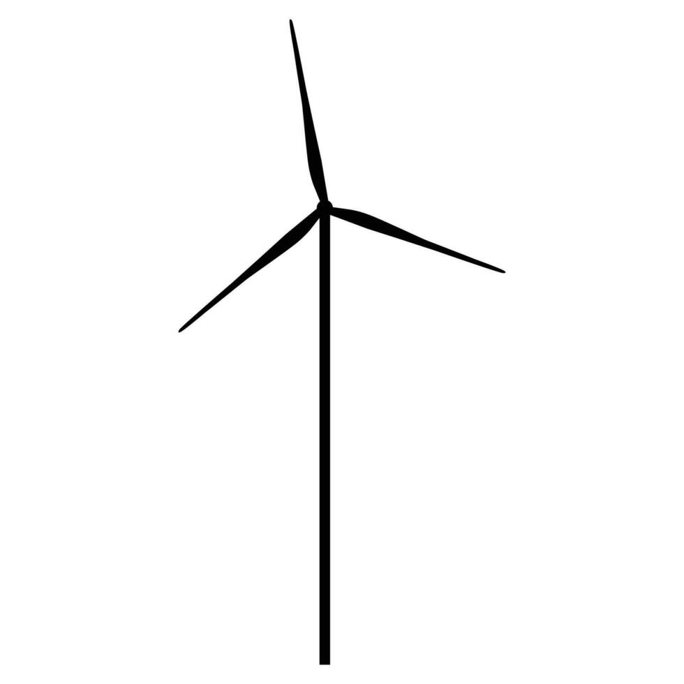 Wind Turbine Silhouette. Black and White Icon Design Elements on Isolated White Background vector