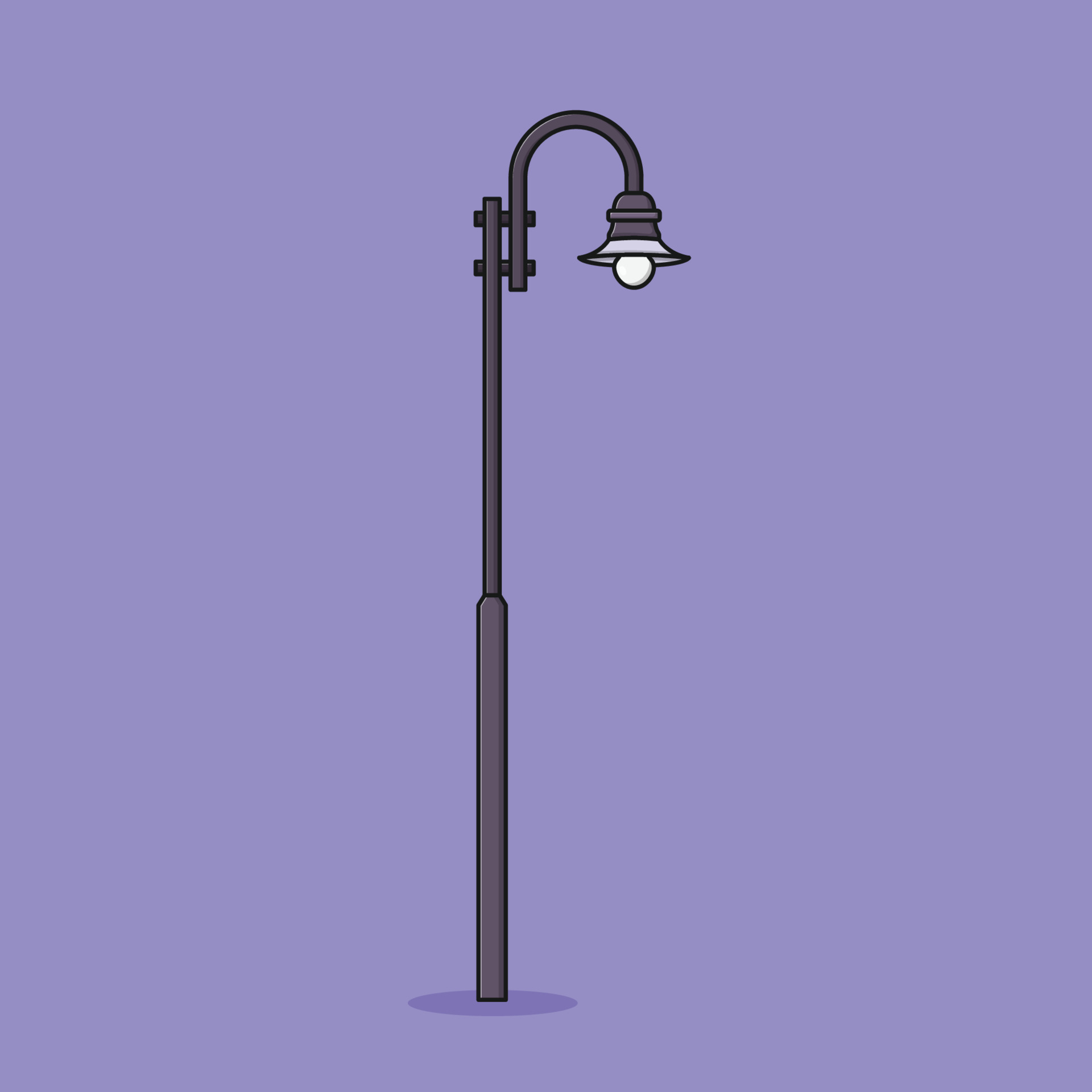 Street Lamp Post Vector Icon Illustration with Outline for Design