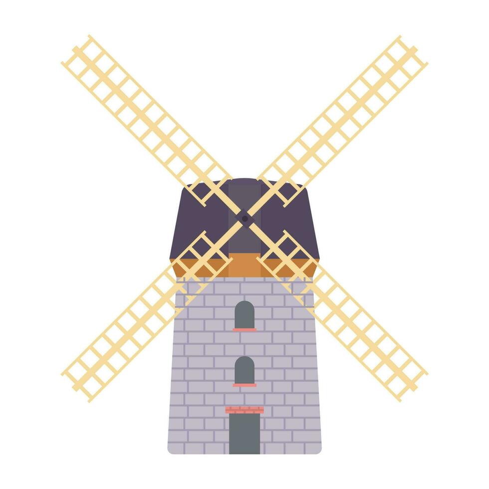 Windmill Flat Illustration. Clean Icon Design Element on Isolated White Background vector