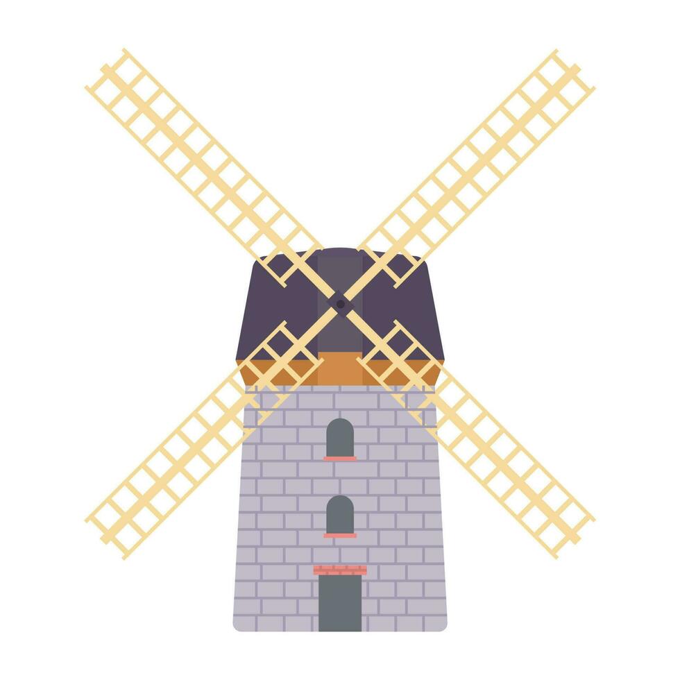 Windmill Flat Illustration. Clean Icon Design Element on Isolated White Background vector