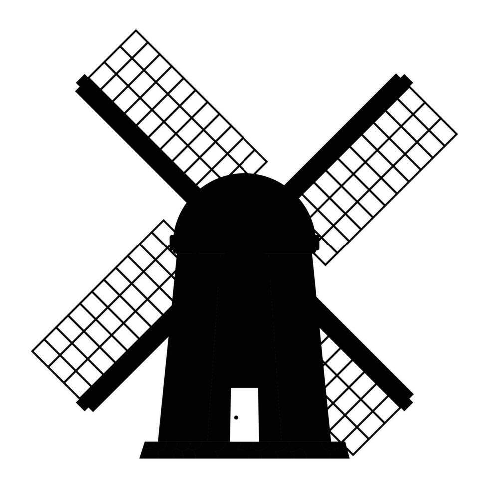 Windmill Silhouette. Black and White Icon Design Elements on Isolated White Background Suitable vector