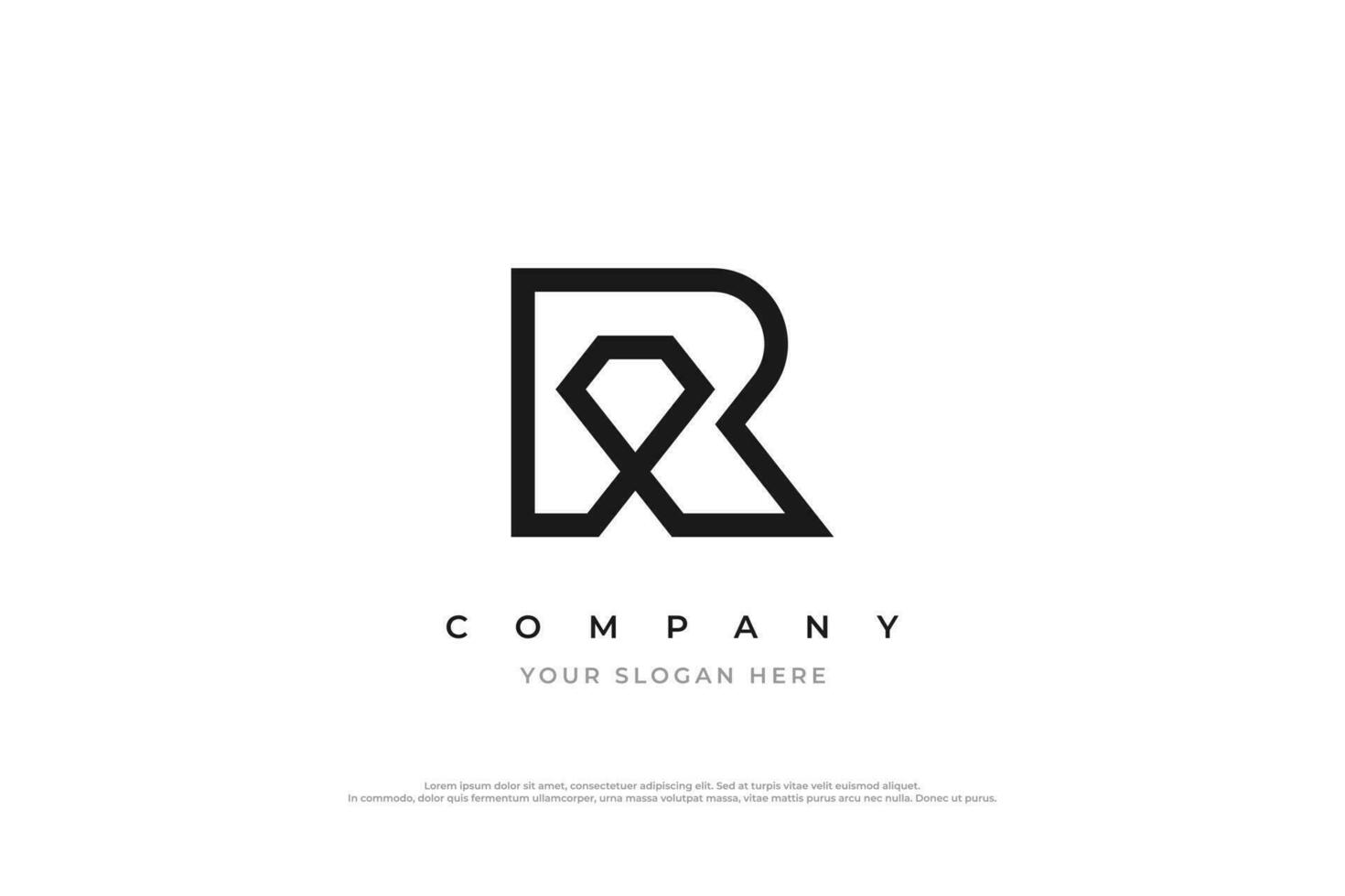 Initial Letter R Diamond Logo Design Vector