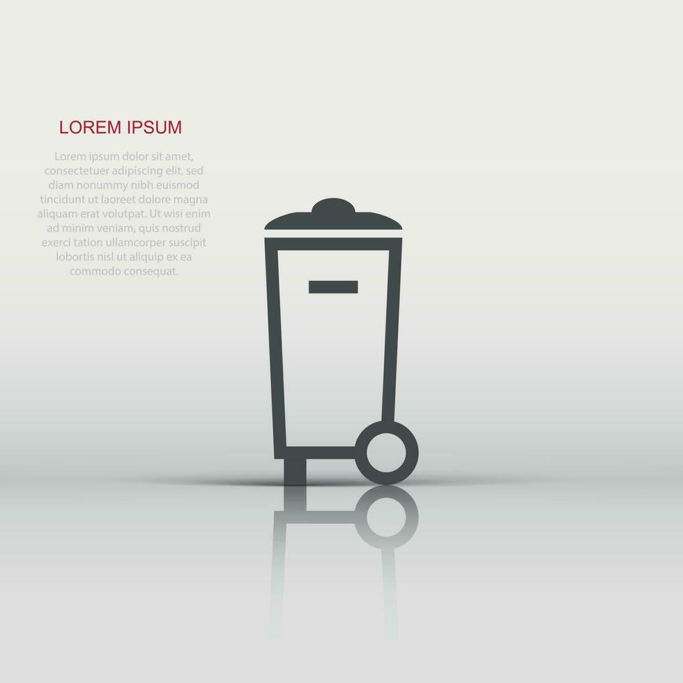 basura compartimiento basura icono en plano estilo. basura Cubeta vector ilustración en blanco aislado antecedentes. basura cesta negocio concepto.