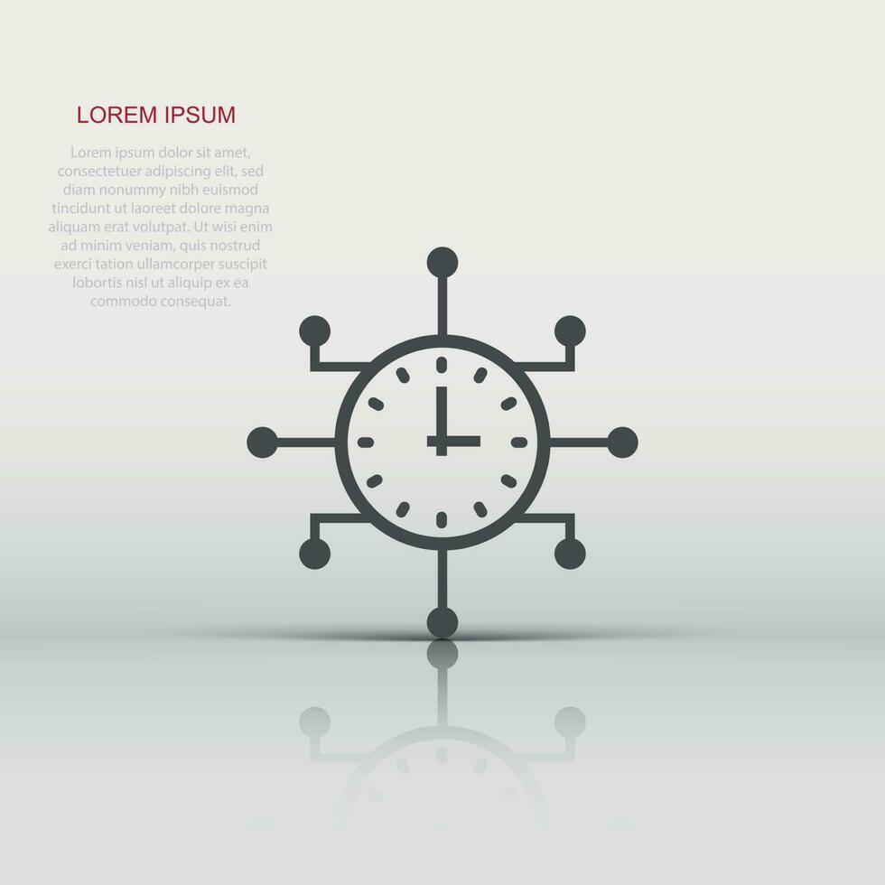 Real time icon in flat style. Clock vector illustration on white isolated background. Watch business concept.