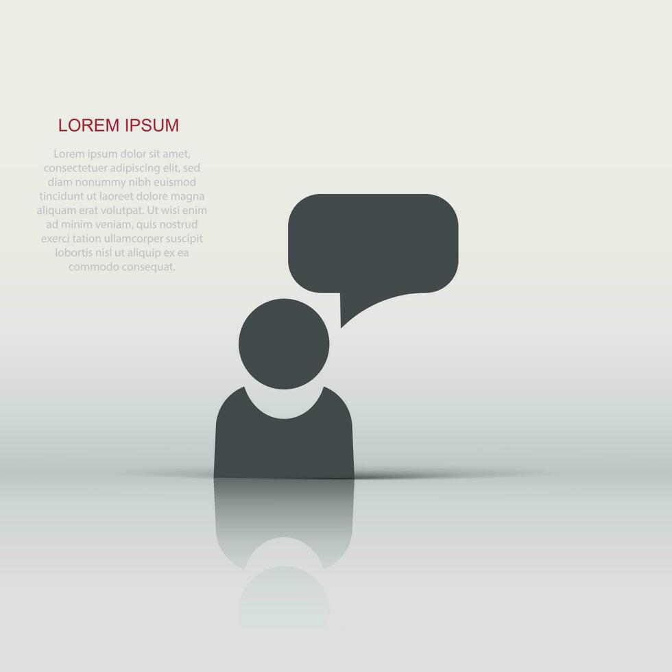 People with speech bubble icon in flat style. Business agreement vector illustration on white isolated background. Partnership talk business concept.