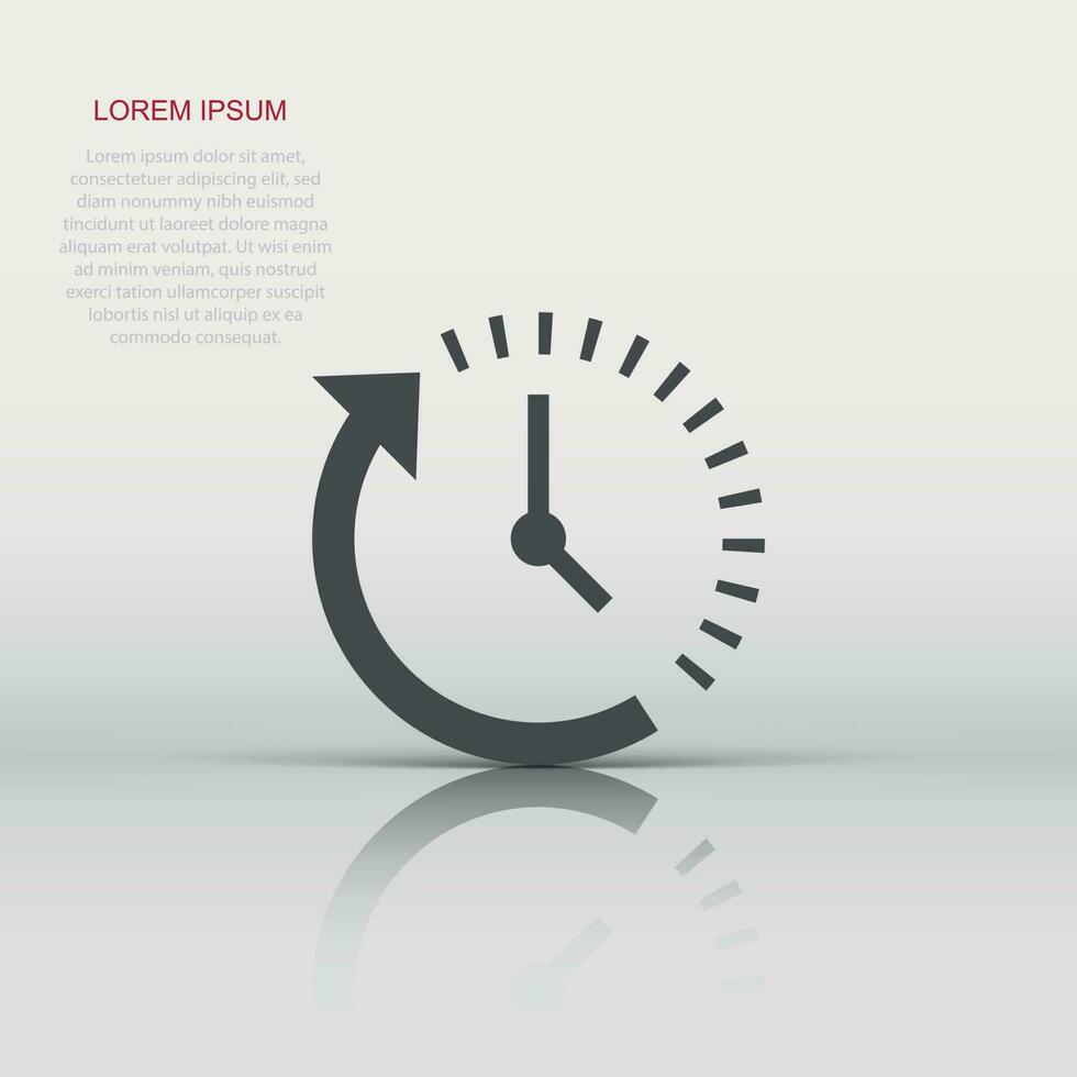 Clock countdown icon in flat style. Time chronometer vector illustration on white isolated background. Clock business concept.