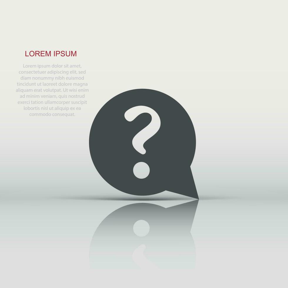 Question mark icon in flat style. Discussion speech bubble vector illustration on white isolated background. Question business concept.