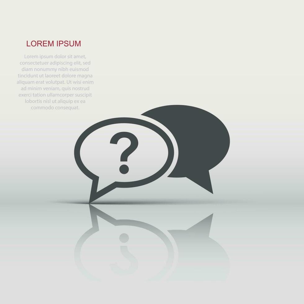 Question mark icon in flat style. Discussion speech bubble vector illustration on white isolated background. Question business concept.