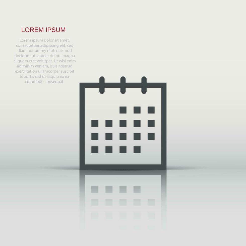 Calendar agenda icon in flat style. Planner vector illustration on white isolated background. Calendar business concept.