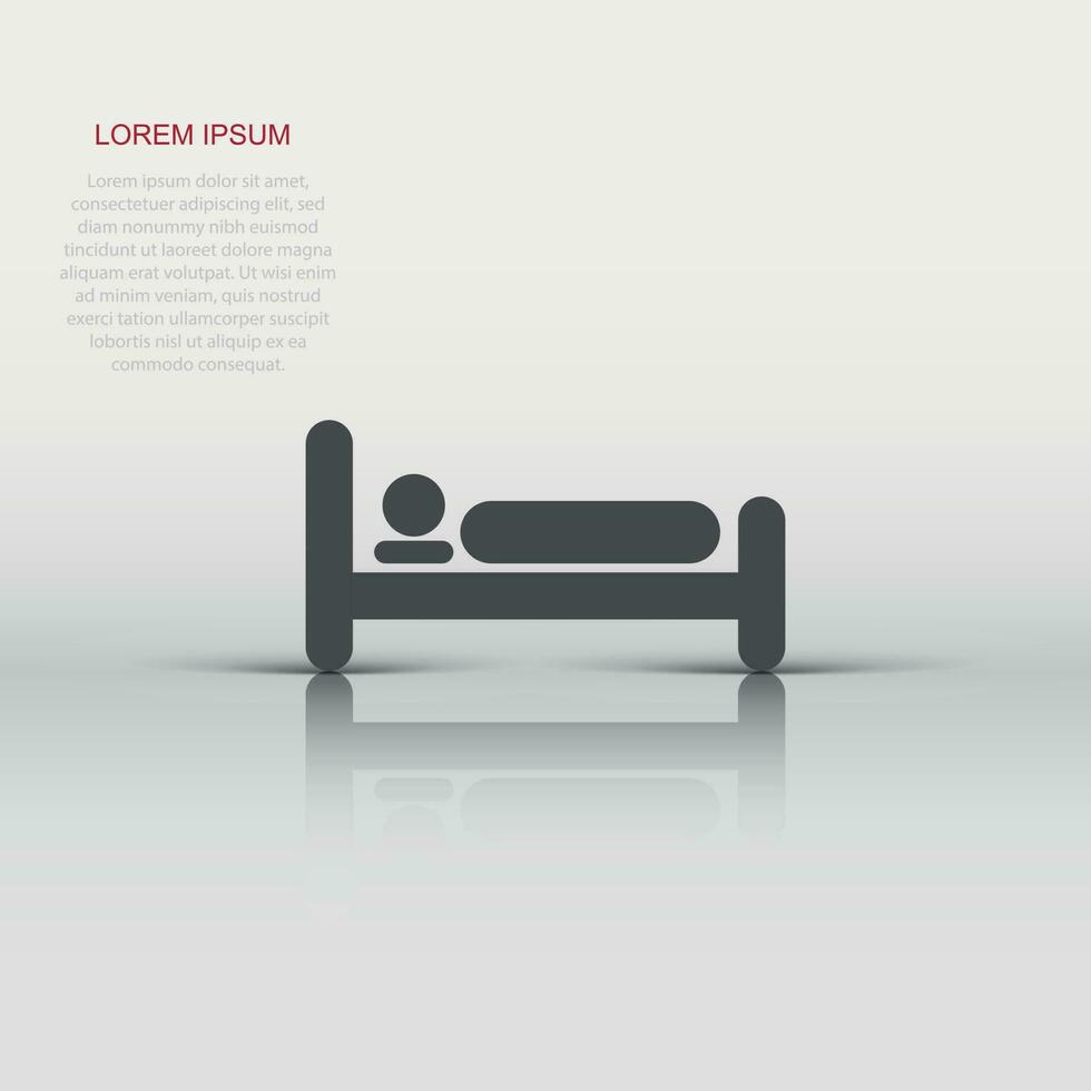 cama icono en plano estilo. dormir dormitorio vector ilustración en blanco aislado antecedentes. relajarse sofá negocio concepto.