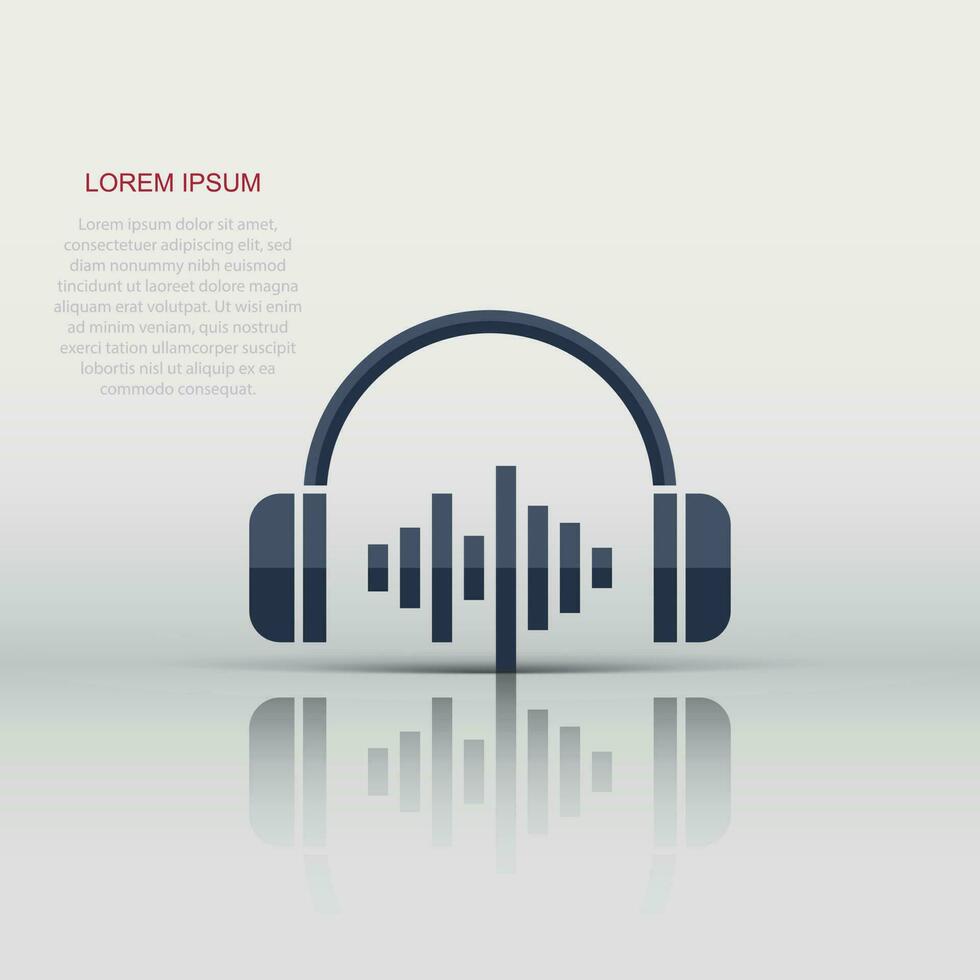 Headphone headset icon in flat style. Headphones vector illustration on white isolated background. Audio gadget business concept.